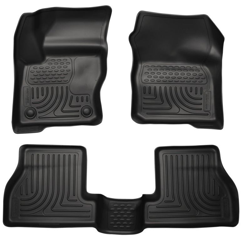 Husky Liners 2012 Ford Focus (4DR/5DR) WeatherBeater Combo Black Floor Liners-Floor Mats - Rubber-Husky Liners-HSL98771-SMINKpower Performance Parts