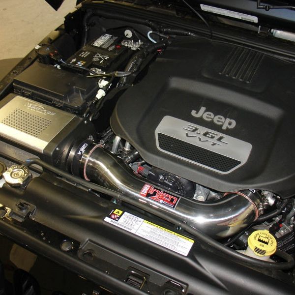 Injen 12-13 Jeep Wrangler JK 3.6L V6 Wrinkle Black Short Ram Intake w/ Power Flow Box - SMINKpower Performance Parts INJPF5003WB Injen