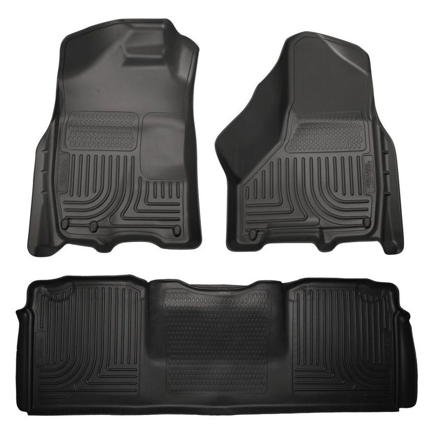 Husky Liners 10-12 Dodge Ram 2500/3500 Mega Cab WeatherBeater Combo Black Floor Liners-Floor Mats - Rubber-Husky Liners-HSL99041-SMINKpower Performance Parts