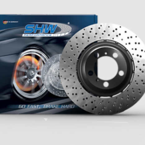 SHW 2021 BMW M3 / 21-22 BMW M4 Right Rear Cross-Drilled Lightweight Brake Rotor (34208093730)-Brake Rotors - Drilled-SHW Performance-SHWBRR43854-SMINKpower Performance Parts