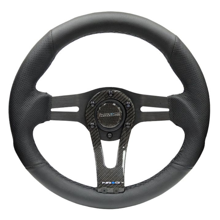 NRG Reinforced Steering Wheel (320mm) w/Carbon Center Spoke - SMINKpower Performance Parts NRGRST-002RCF NRG