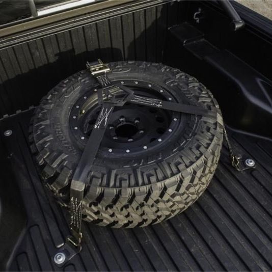 N-Fab Bed Mounted Rapid Tire Strap Universal - Gloss Black - Black Strap - SMINKpower Performance Parts NFBBM1TSBK N-Fab