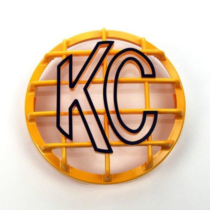 KC HiLiTES 6in. Round ABS Stone Guard for SlimLite/Daylighter Lights (Single) - Yellow/Black KC Logo - SMINKpower Performance Parts KCL7213 KC HiLiTES