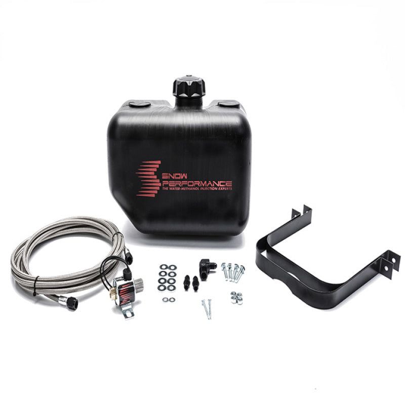 Snow Performance Water Tank Upgrade 2.5gal Braided SS Line w/Bracket/Solenoid/Hose/Fittings-Reservoirs-Snow Performance-SNOSNO-40014-BRD-SMINKpower Performance Parts