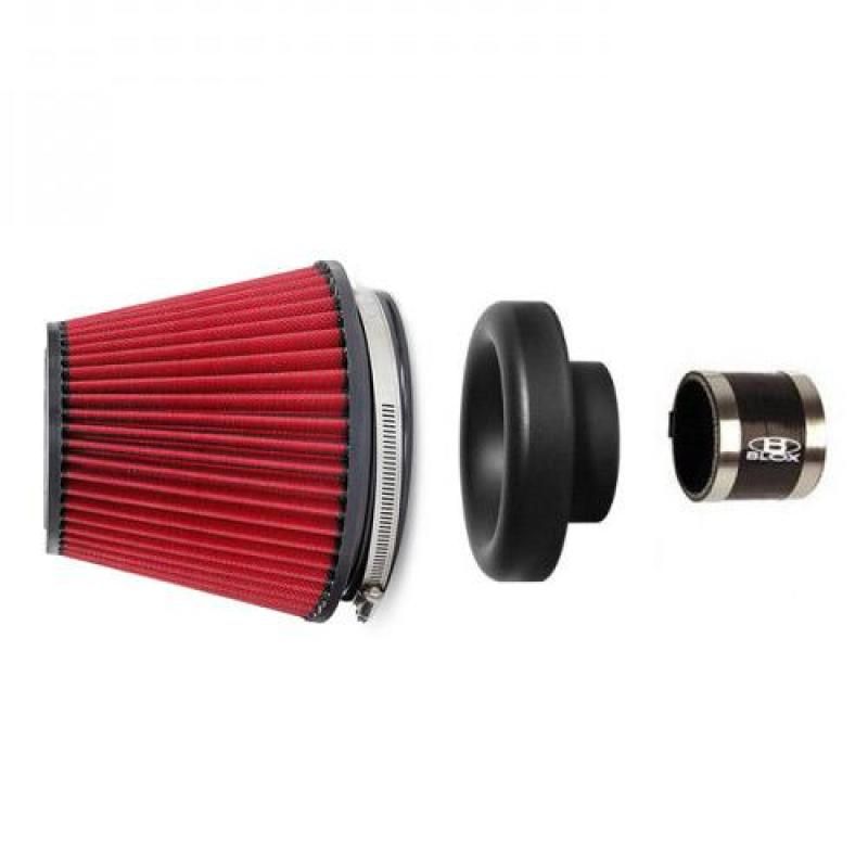 BLOX Racing Performance Filter Kit w/ 3.5inch Velocity Stack Red Filter and 3.5inch Silicone Hose-Air Filters - Direct Fit-BLOX Racing-BLOBXIM-00311-RD-SMINKpower Performance Parts