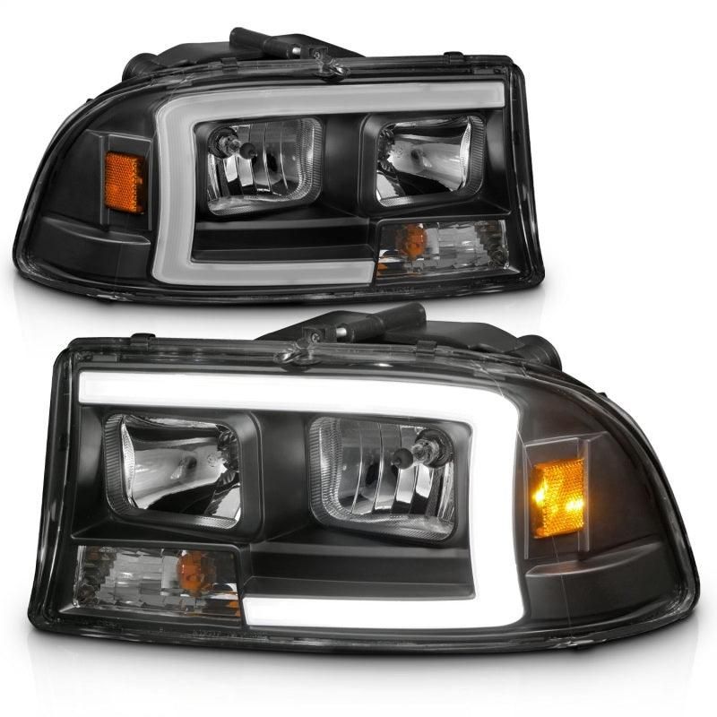 ANZO 97-04 Dodge Dakota/Durango Crystal headlight Set w/ Light Bar Black Housing - SMINKpower Performance Parts ANZ111591 ANZO