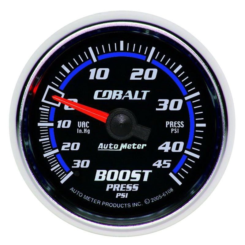 Autometer Cobalt 52mm 45psi Vacuum Boost Gauge-Gauges-AutoMeter-ATM6108-SMINKpower Performance Parts