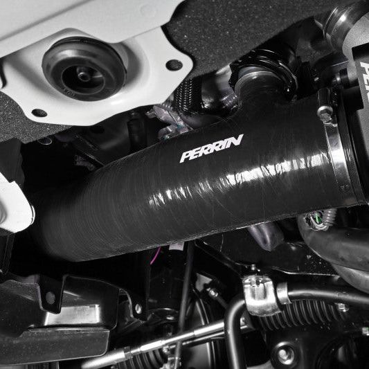 Perrin 2022+ Subaru WRX Black 3in Turbo Inlet Hose w/ Nozzle - SMINKpower Performance Parts PERPSP-INT-425BK Perrin Performance