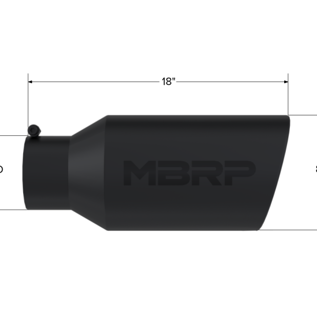 MBRP Universal Tip 8in OD Rolled End 5in Inlet 18in Length T304 - Black-Tips-MBRP-MBRPT5129BLK-SMINKpower Performance Parts