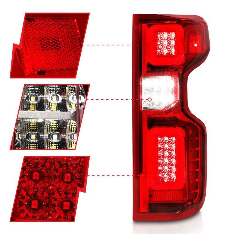 Anzo 19-21 Chevy Silverado Full LED Tailights Chrome Housing Red/Clear Lens G2 (w/C Light Bars) - SMINKpower Performance Parts ANZ311416 ANZO