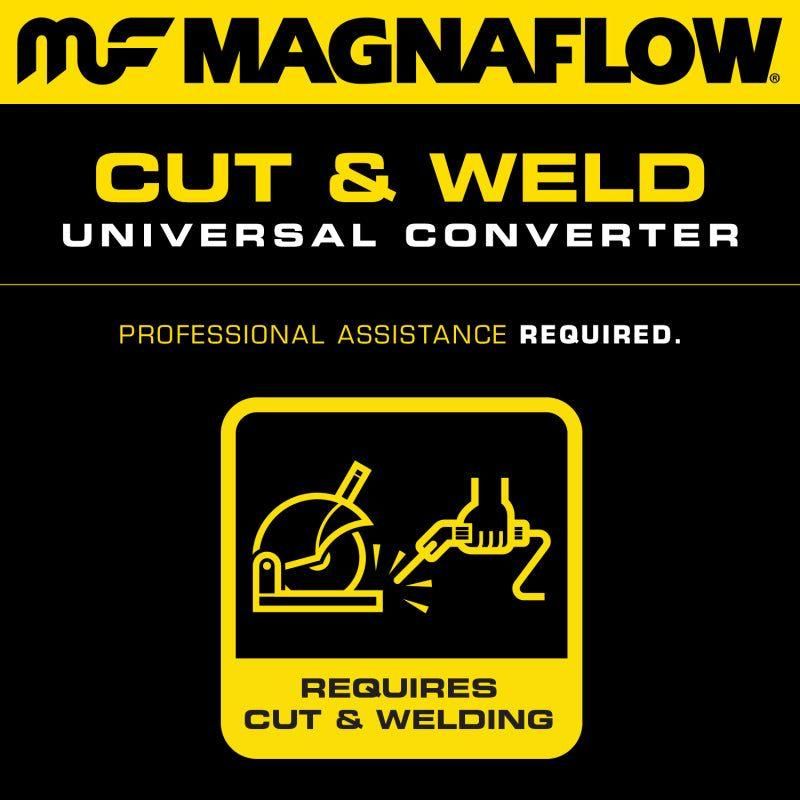MagnaFlow Conv Univ 2.25in Inlet/Outlet Center/Center Round 11in Body L x 5.125in W x 15in Overall L - SMINKpower Performance Parts MAG51305 Magnaflow