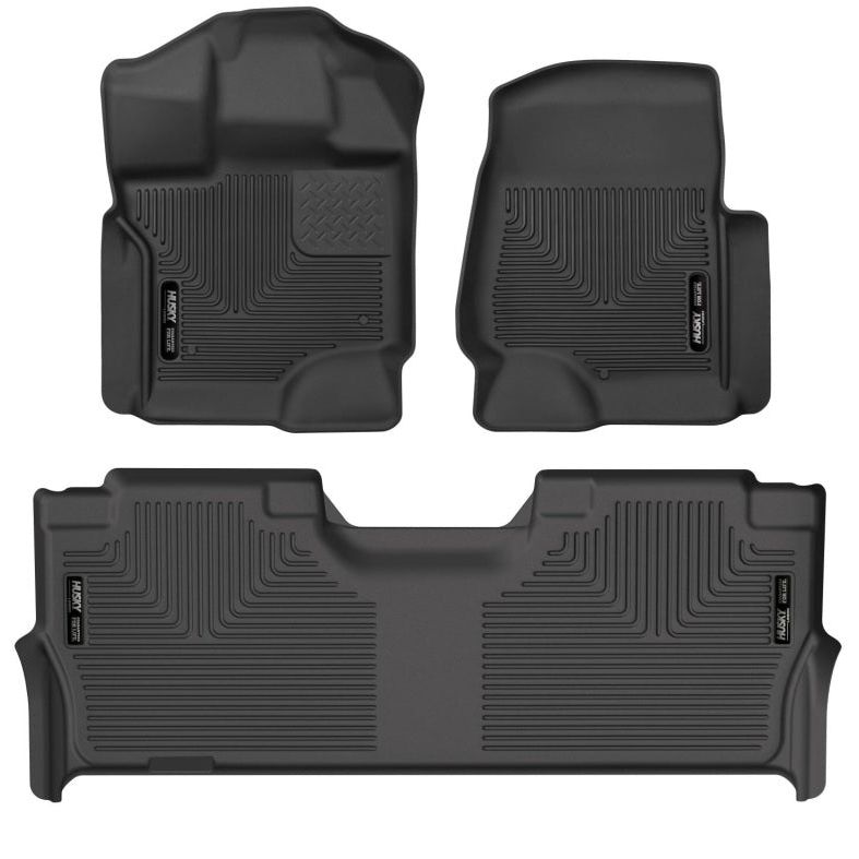 Husky Liners 21-23 Ford F-150 CC SC X-Act Contour Front & Second Row Seat Floor Liners - Black - SMINKpower Performance Parts HSL53468 Husky Liners