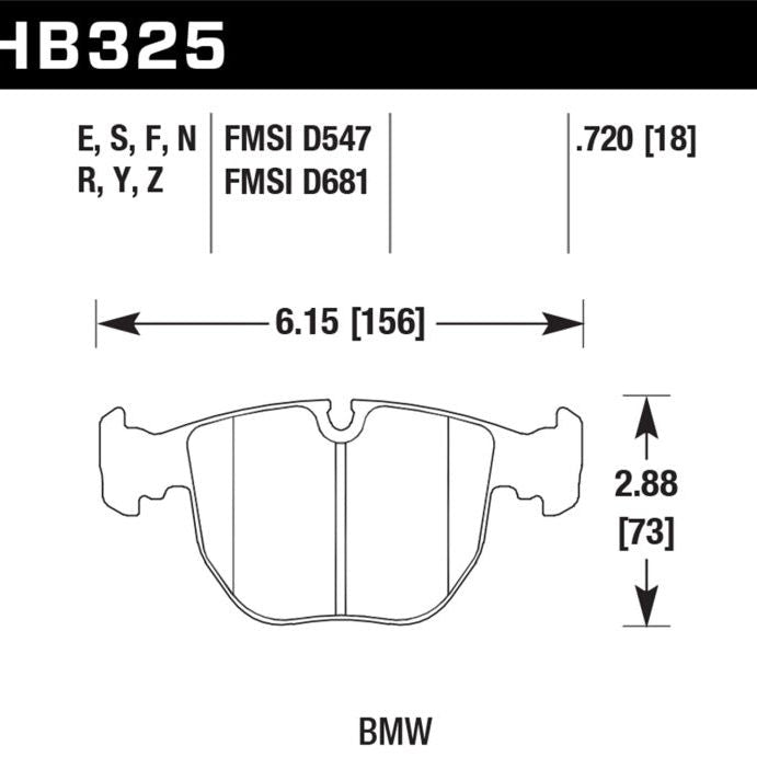 Hawk 01-03 BMW 530I 3.0L / 97-03 BMW 540I 4.4L / 96-01 740I 4.4L / 00-03 M5 5.0L / 01-06 M5 3.0L/4.4 - SMINKpower Performance Parts HAWKHB325Z.720 Hawk Performance