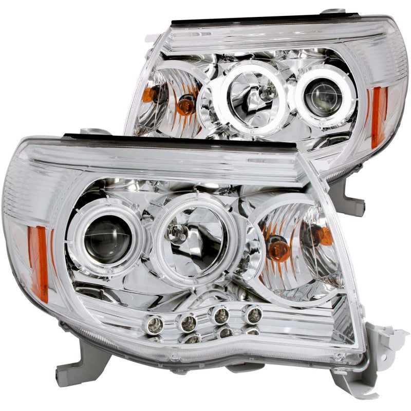 ANZO 2005-2011 Toyota Tacoma Projector Headlights w/ Halos Chrome-Headlights-ANZO-ANZ121281-SMINKpower Performance Parts