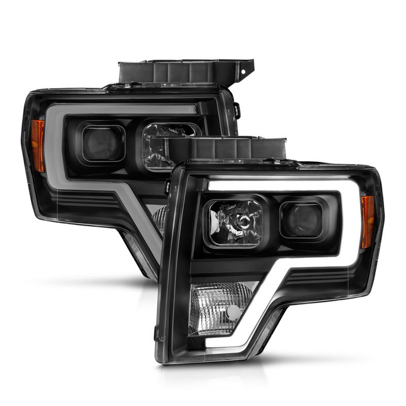 ANZO 2009-2014 Ford F-150 Projector Light Bar H.L Black Amber-Headlights-ANZO-ANZ111443-SMINKpower Performance Parts