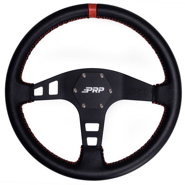 PRP Flat Leather Steering Wheel- Red - SMINKpower Performance Parts PRPG213 PRP Seats