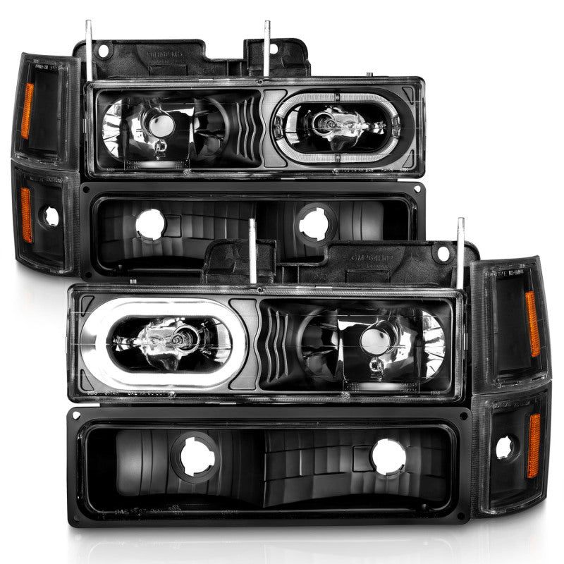 ANZO 88-98 Chevrolet C1500 Crystal Headlights Black Housing w/ Signal and Side Marker Lights-Headlights-ANZO-ANZ111507-SMINKpower Performance Parts