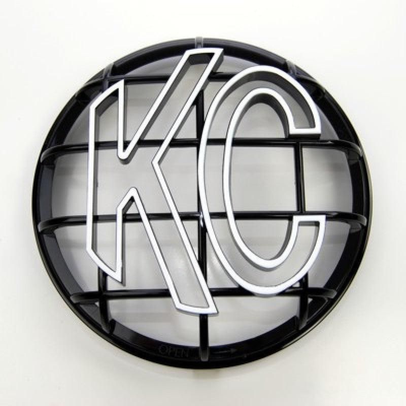 KC HiLiTES 6in. Round ABS Stone Guard for Apollo Lights (Single) - Black w/White KC Logo - SMINKpower Performance Parts KCL7216 KC HiLiTES