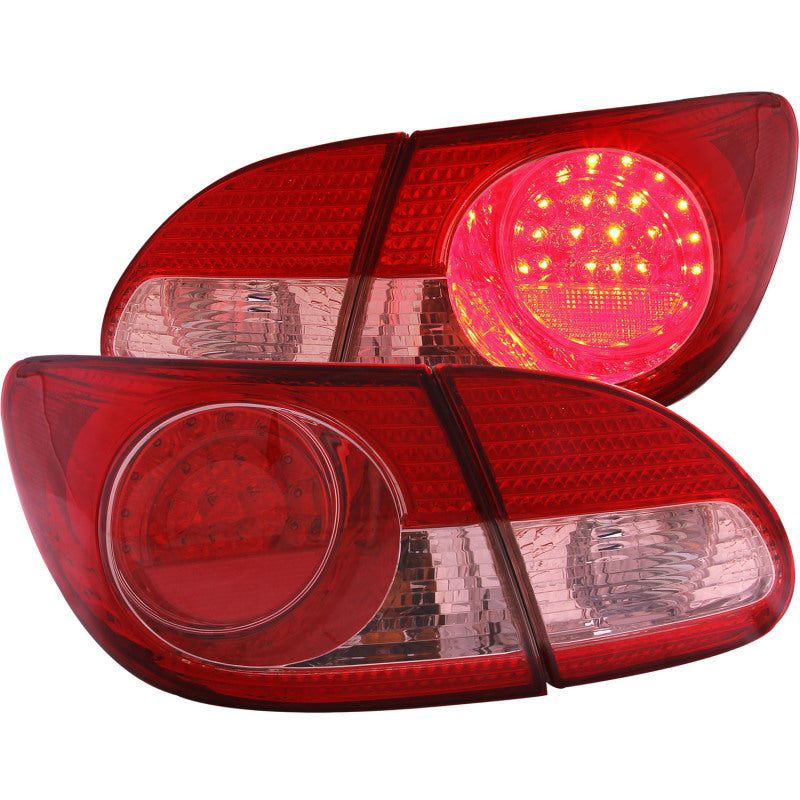 ANZO 2003-2008 Toyota Corolla LED Taillights Red Clear 4pc-Tail Lights-ANZO-ANZ321190-SMINKpower Performance Parts
