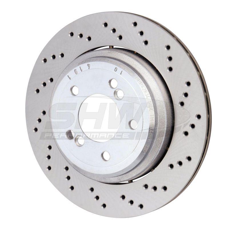 SHW 06-08 BMW Z4 3.2L Right Rear Cross-Drilled Lightweight Brake Rotor (34212282304)-Brake Rotors - Drilled-SHW Performance-SHWBRR42834-SMINKpower Performance Parts