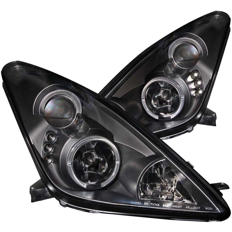 ANZO 2000-2005 Toyota Celica Projector Headlights w/ Halo Black-Headlights-ANZO-ANZ121387-SMINKpower Performance Parts