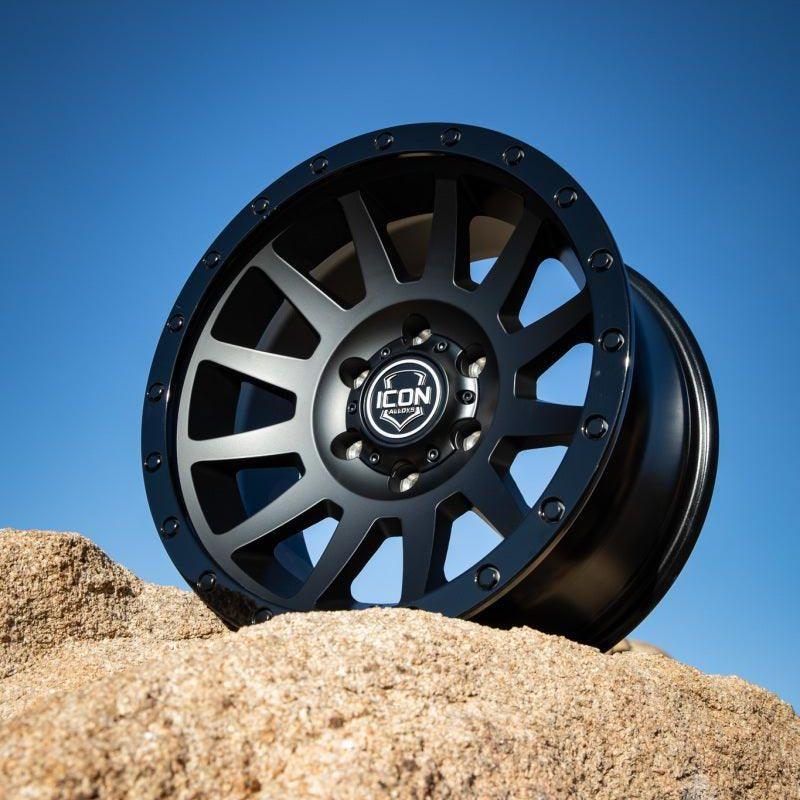 ICON Compression 18x9 6x5.5 0mm Offset 5in BS 106.1mm Bore Double Black Wheel - SMINKpower Performance Parts ICO2018908350DB ICON