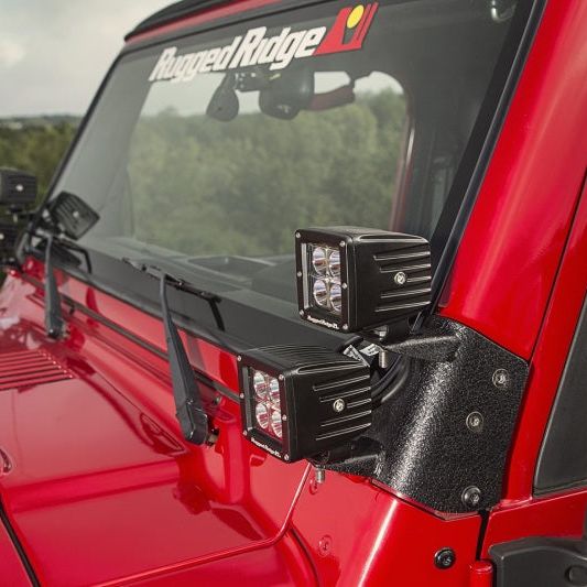 Rugged Ridge 97-06 Jeep Wrangler TJ Textured Black Dual A-Pillar Light Mount - SMINKpower Performance Parts RUG11232.36 Rugged Ridge