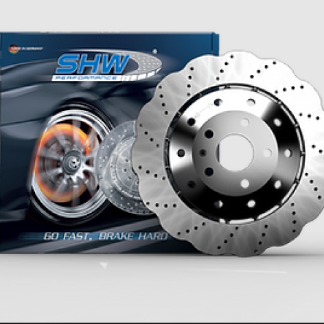 SHW 14-18 Audi RS7 4.0L Rear Cross-Drilled Lightweight Wavy Brake Rotor (4G8615601E) - SMINKpower Performance Parts SHWARX47418 SHW Performance