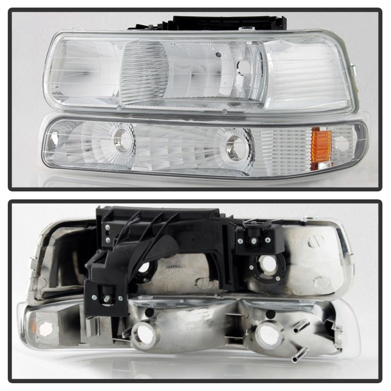 Xtune Chevy TahOE 00-06 Amber Crystal Headlights w/ Bumper Lights Chrome HD-JH-CSIL99-SET-AM-C-Headlights-SPYDER-SPY5064226-SMINKpower Performance Parts