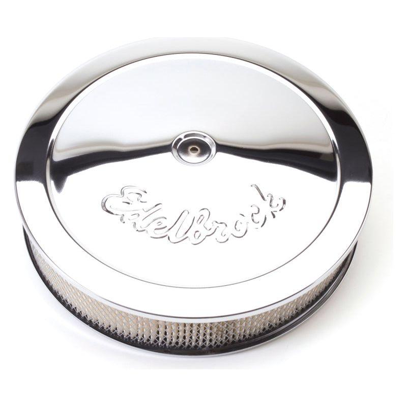 Edelbrock Air Cleaner Pro-Flo Series Round Steel Top Paper Element 14In Dia X 3 75In Dropped Base-Air Filters - Universal Fit-Edelbrock-EDE1221-SMINKpower Performance Parts