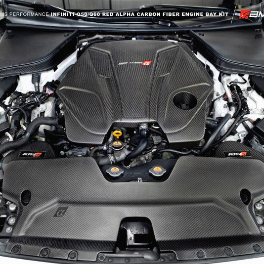 AMS Performance Infiniti 17+ Q60 / 16+ Q50 3.0TT Alpha Matte Carbon Engine Cover - SMINKpower Performance Parts AMSALP.28.06.0001-1 AMS