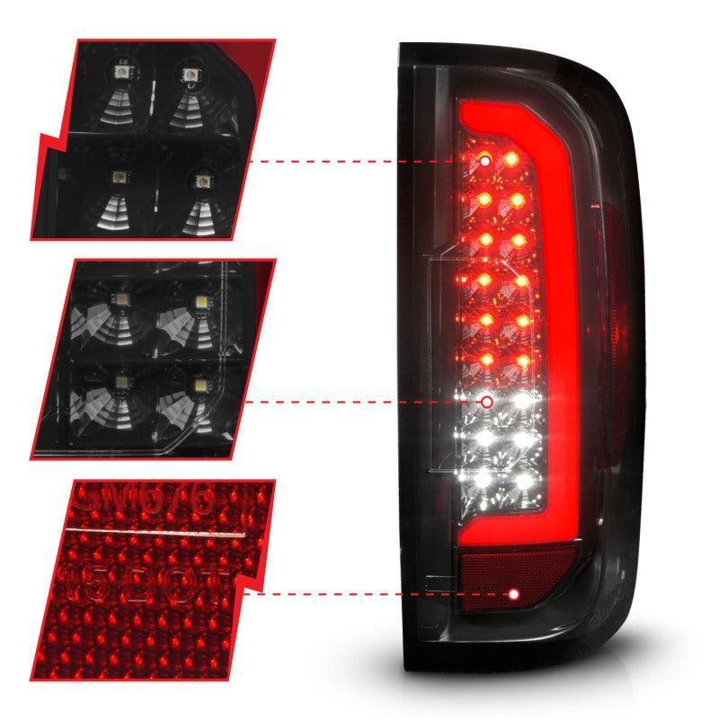 ANZO 15-21 GMC Canyon Full LED Tail Lights w/ Red Lightbar Black Housing Smoke Lens - SMINKpower Performance Parts ANZ311435 ANZO