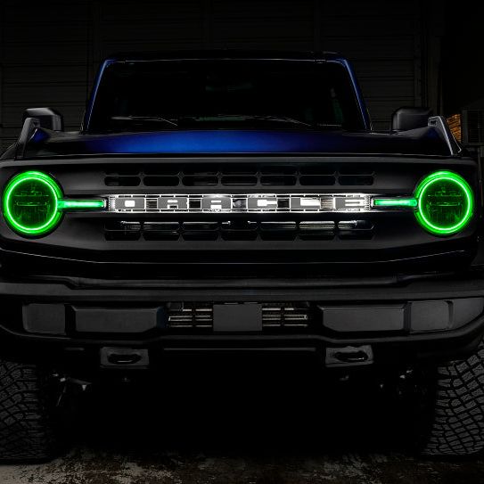 Oracle 21-22 Ford Bronco Headlight Halo Kit w/DRL Bar - Base Headlights ColorSHIFT -w/2.0 Controller - oracle-21-22-ford-bronco-headlight-halo-kit-w-drl-bar-base-headlights-colorshift-w-2-0-controller