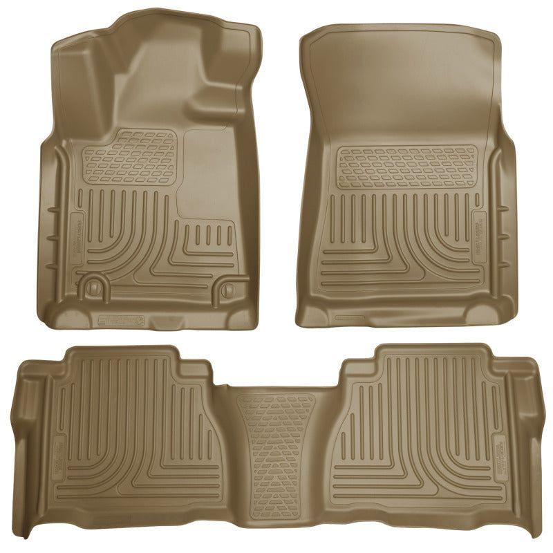 Husky Liners 2012 Toyota Tundra Double/CrewMax Cab WeatherBeater Combo Tan Floor Liners-Floor Mats - Rubber-Husky Liners-HSL98583-SMINKpower Performance Parts