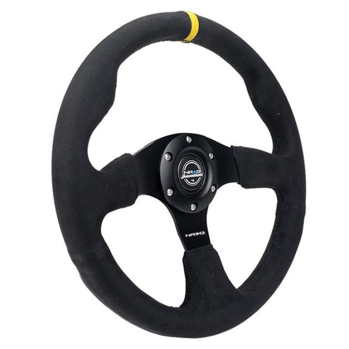 NRG Reinforced Steering Wheel (320mm) Alcantara Steering Wheel w/ Black Stitching - SMINKpower Performance Parts NRGRST-012SA NRG