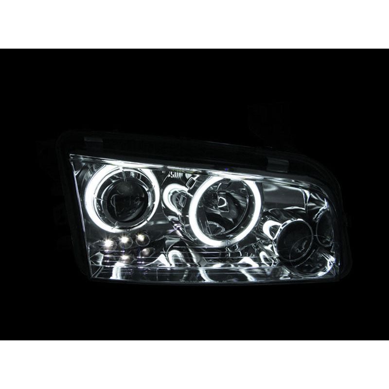 ANZO 2006-2010 Dodge Charger Projector Headlights w/ Halo Chrome (CCFL)-Headlights-ANZO-ANZ121218-SMINKpower Performance Parts