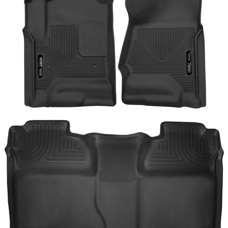 Husky Liners 14-18 Chevrolet Silverado Crew Cab X-Act Contour Front & Second Seat Floor Liners-Floor Mats - Rubber-Husky Liners-HSL53908-SMINKpower Performance Parts