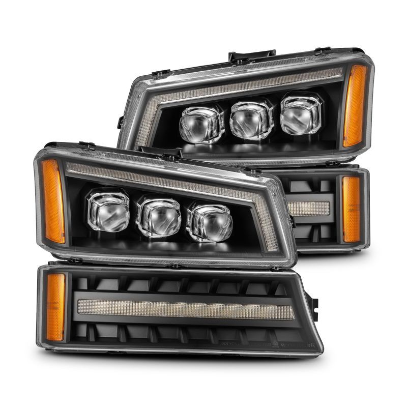 AlphaRex 03-06 Chevy Silverado 1500/2500HD/3500HD/Avalanche Black NOVA LED Proj Headlights - SMINKpower Performance Parts ARX880256 AlphaRex