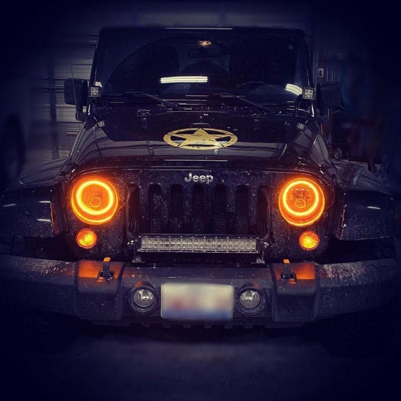 Oracle 07-18 Jeep Wrangler JK Switchback LED Halo Headlights - Amber/White - Switchback - SMINKpower Performance Parts ORL5769-123 ORACLE Lighting
