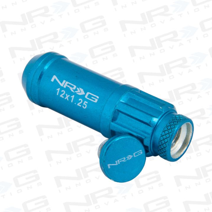 NRG 700 Series M12 X 1.25 Steel Lug Nut w/Dust Cap Cover Set 21 Pc w/Locks & Lock Socket - Blue-Lug Nuts-NRG-NRGLN-LS710BL-21-SMINKpower Performance Parts
