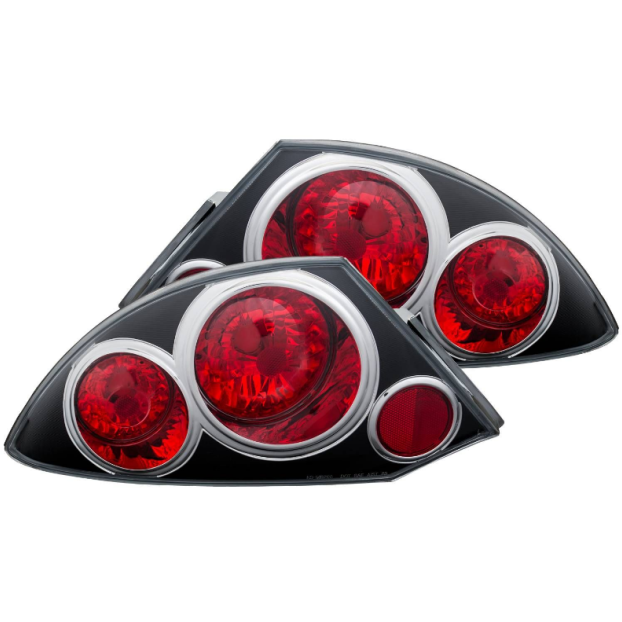 ANZO 2000-2005 Mitsubishi Eclipse Taillights Black-Tail Lights-ANZO-ANZ221081-SMINKpower Performance Parts