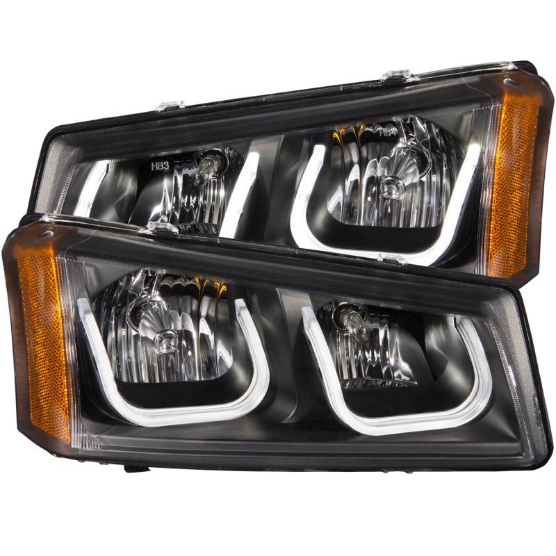 ANZO 2003-2006 Chevrolet Silverado 1500 Projector Headlights w/ U-Bar Black-Headlights-ANZO-ANZ111312-SMINKpower Performance Parts