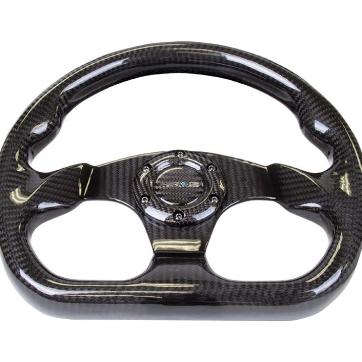 NRG Carbon Fiber Steering Wheel (320mm) Flat Bottom w/Shiny Black Carbon - SMINKpower Performance Parts NRGST-009CF/BK NRG