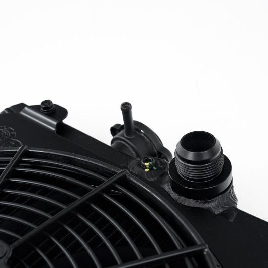 CSF Universal Half Radiator w/-16AN & Slip-On Fittings/12in SPAL Fan & Shroud - Black Finish - SMINKpower Performance Parts CSF2858XB CSF