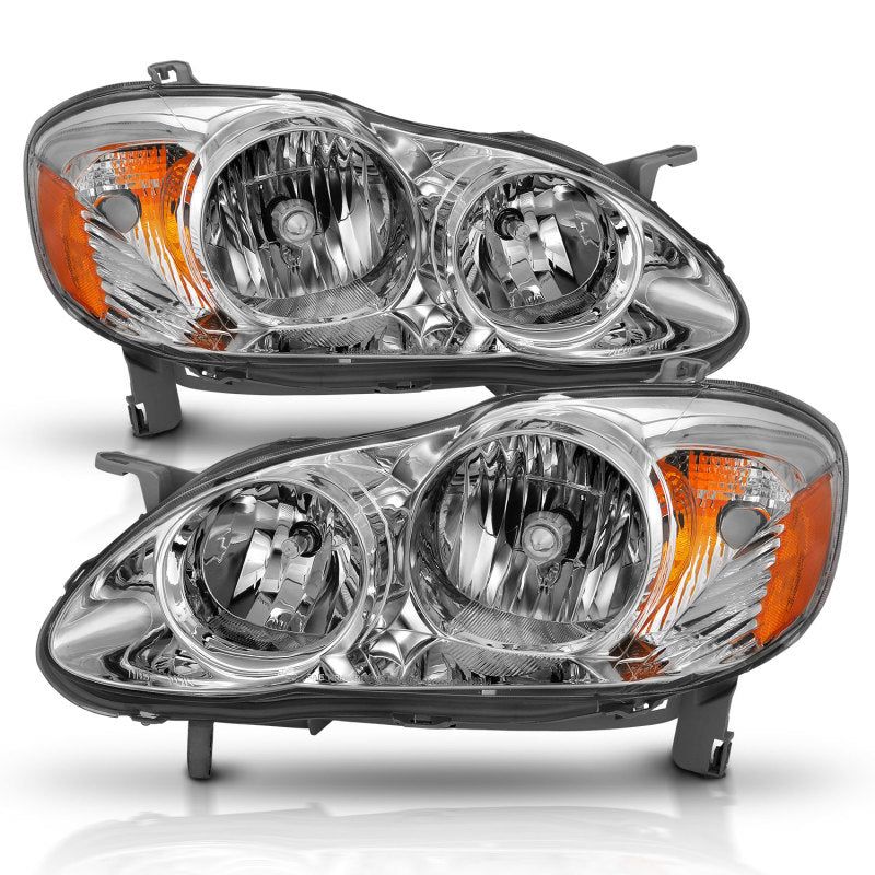 ANZO 2005-2008 Toyota Corolla Crystal Headlight Chrome Amber-Headlights-ANZO-ANZ121540-SMINKpower Performance Parts