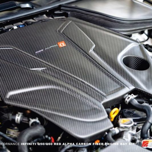 AMS Performance Infiniti 17+ Q60 / 16+ Q50 3.0TT Alpha Matte Carbon Engine Cover - SMINKpower Performance Parts AMSALP.28.06.0001-1 AMS