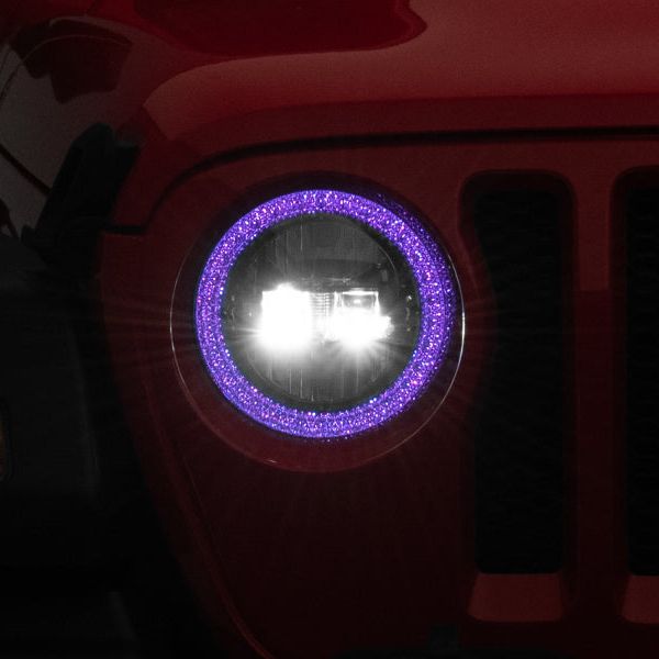 Raxiom 18-22 Jeep Wrangler JL/JT Axial 9-Inch LED Headlights w/RGB Halo- Blk Housing (Clear Lens) - SMINKpower Performance Parts RAXJ142668 Raxiom