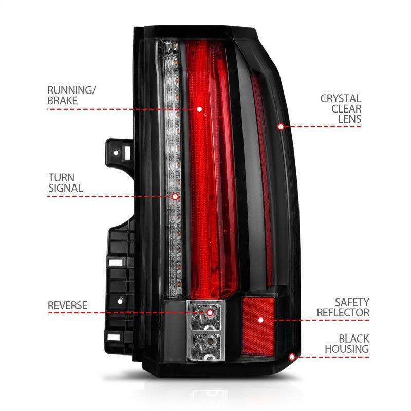 ANZO 2015-2017 GMC Yukon/Yukon XL LED Taillights Black-Tail Lights-ANZO-ANZ311275-SMINKpower Performance Parts