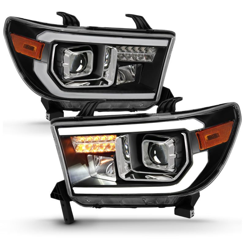 ANZO 2007-2014 Toyota Tundra Projector Light Bar H.L Black Amber(Led High Beam) (Halogen Version)-Headlights-ANZO-ANZ111447-SMINKpower Performance Parts