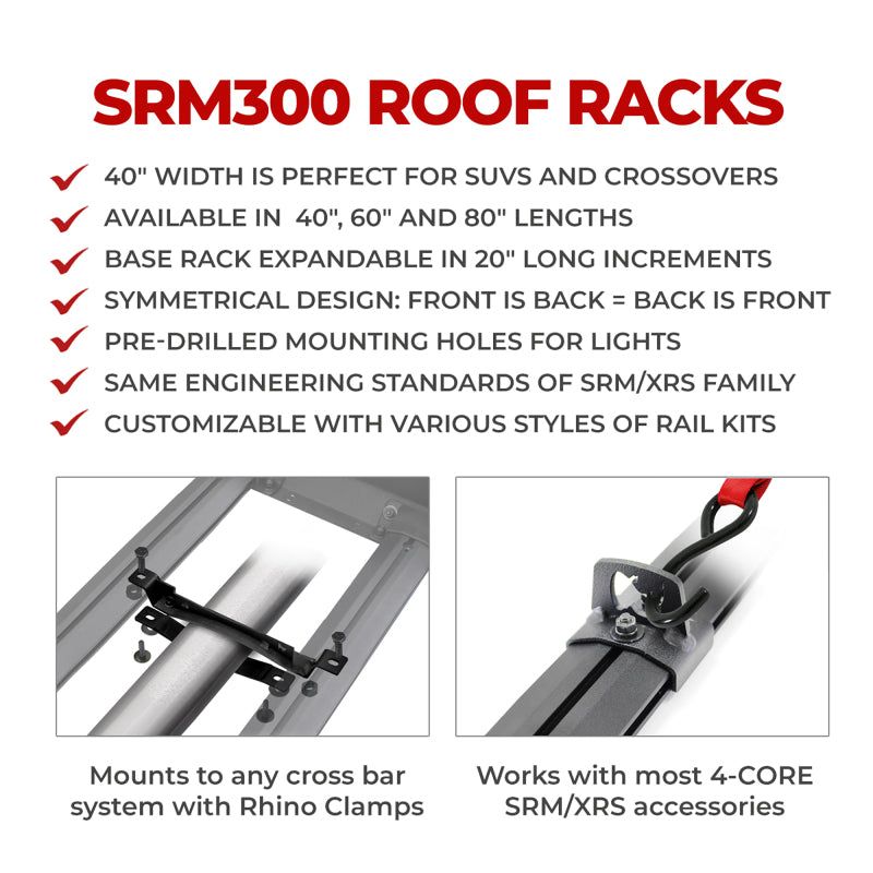 Go Rhino SRM300 Flat Platform Roof Rack 40in. L x 40in. W (Incl. Clamps) - SMINKpower Performance Parts GOR5933040T Go Rhino